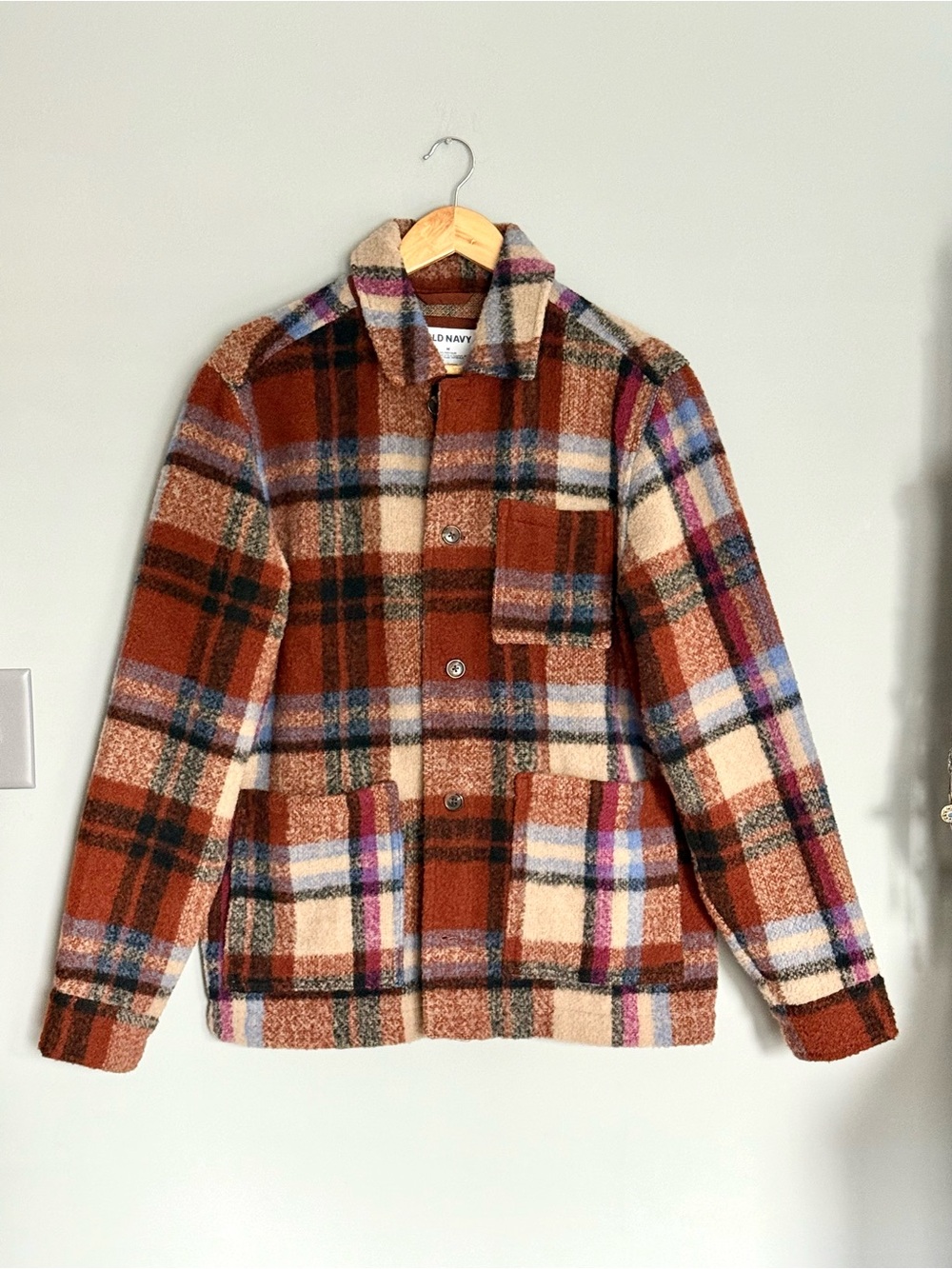 Old Navy Men’s Rust & Cream Plaid Shacket